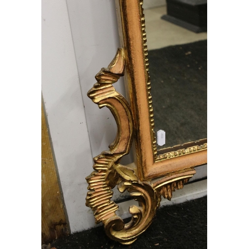 552 - Italian Gilt and Pink Painted Rococo style Mirror, 120cm high x 66cm wide