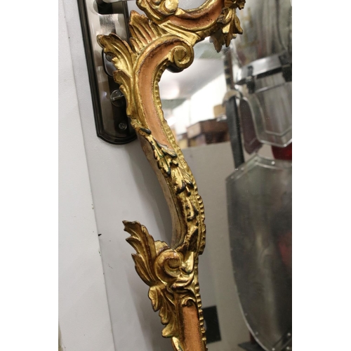 552 - Italian Gilt and Pink Painted Rococo style Mirror, 120cm high x 66cm wide