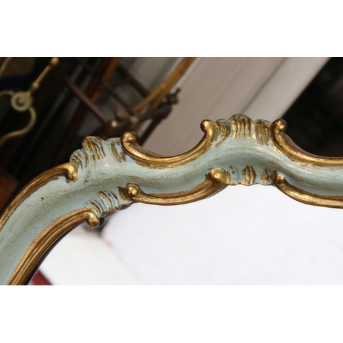 553 - Italian Giltwood and Blue Painted Rococo style Mirror, 120cm high x 75cm wide