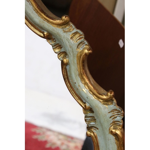 553 - Italian Giltwood and Blue Painted Rococo style Mirror, 120cm high x 75cm wide