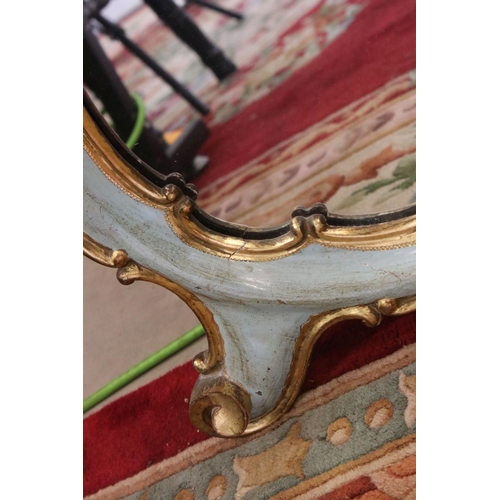 553 - Italian Giltwood and Blue Painted Rococo style Mirror, 120cm high x 75cm wide