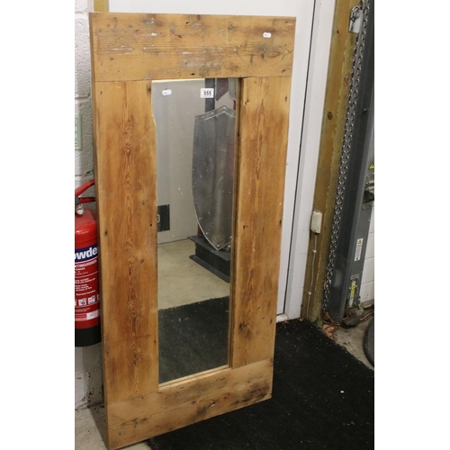 555 - Rustic Pine Framed Rectangular Mirror, 128cm x 60cm