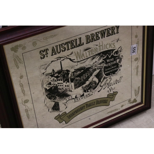 556 - Two St Austell Brewery Advertising Mirrors - Wreckers Strong Cornish Bitter, 42cm x 47cm and Walter ... 