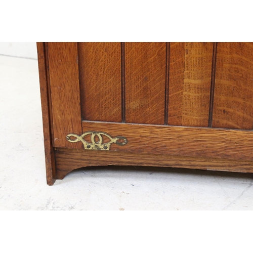 560 - Early 20th century Oak Writing / Stationery Cupboard, the fall front with green baise surface to ins... 