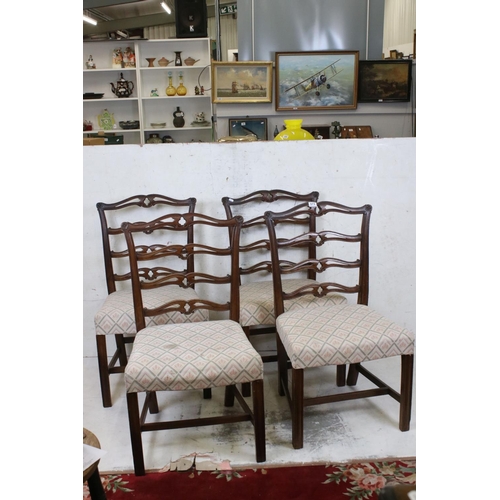 573 - Set of Four Ladder Back Dining Chairs with stuff over seats