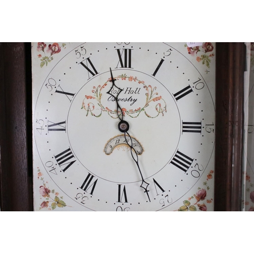 578 - George III Oak and Mahogany Cross-banded Longcase Clock, the square painted dial signed Rob. Hall, O... 