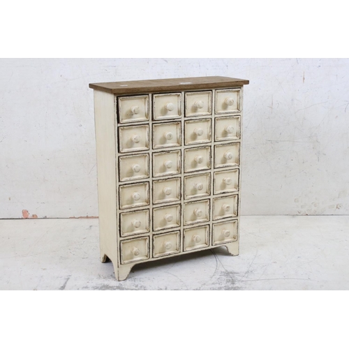 588 - Part painted tabletop oak twenty-four drawer chest, 48cm wide x 61cm high