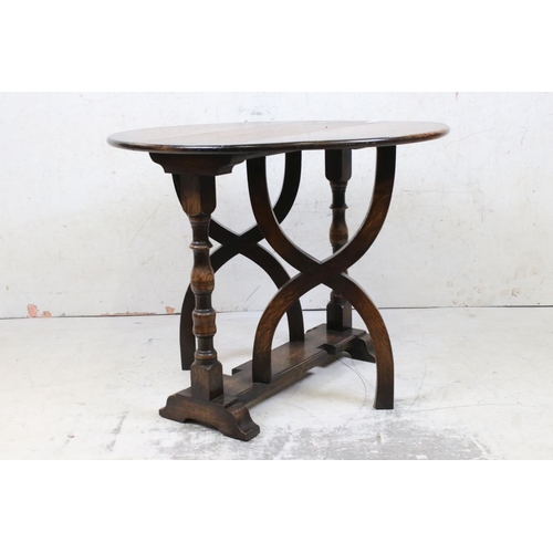 589 - Early to mid 20th century Oak Oval Gate-leg Low Table, 62cm wide x 53cm high