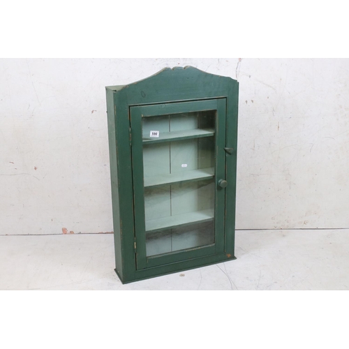 590 - Pine Painted kitchen worktop cabinet with glazed door, 56cm wide x 93cm high