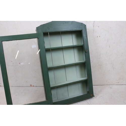 590 - Pine Painted kitchen worktop cabinet with glazed door, 56cm wide x 93cm high