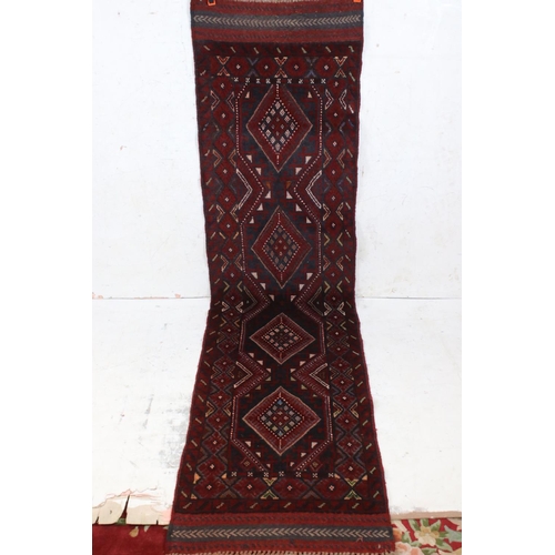 594 - Woolen Hand Knotted Meshwani Runner Rug, 242cm x 61cm