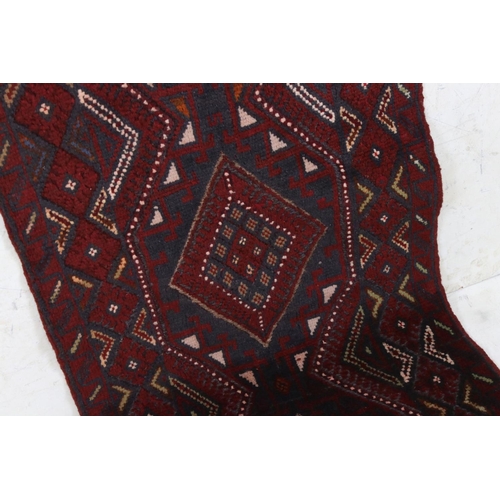 594 - Woolen Hand Knotted Meshwani Runner Rug, 242cm x 61cm