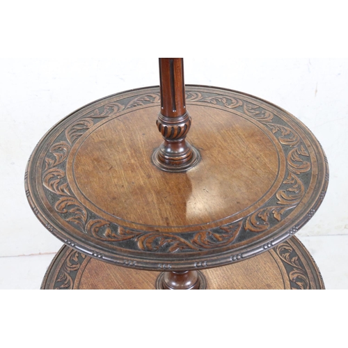 599 - Mahogany Circular Dumb Waiter in the 18th century manner, the three graduating revolving trays, rais... 