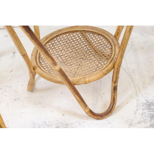 600 - Pair of Mid 20th century Bamboo Cane and Wicker Chairs, each 63cm wide x 102cm high together with a ... 