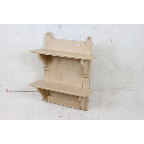 603 - Pine Painted kitchen hanging shelves, 59cm wide x 72cm high