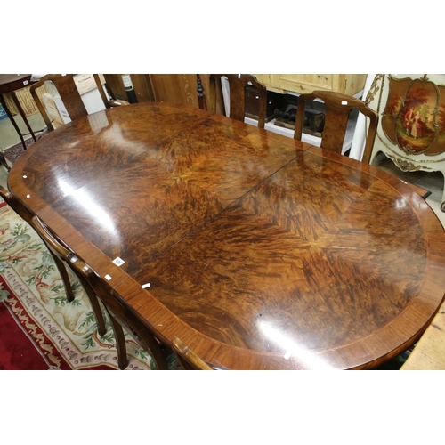 606 - Queen Anne Revival Walnut Twin Pedestal Dining Table, with one additional leaf, 208cm long x 106cm w... 