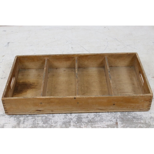 607 - Early to Mid century Beech Four Section Cutlery Tray, 56cm long