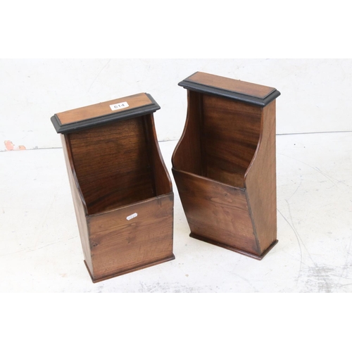 614 - Pair of 19th century hanging wall pockets, 23cm wide x 43cm high