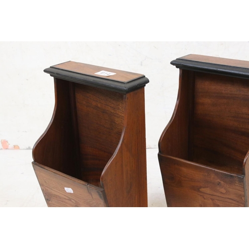 614 - Pair of 19th century hanging wall pockets, 23cm wide x 43cm high