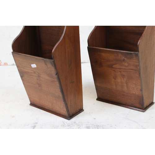 614 - Pair of 19th century hanging wall pockets, 23cm wide x 43cm high