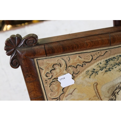 616 - 19th century Rosewood Pole Screen, with needlework panel to screen, raised on a part turned, part oc... 