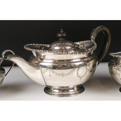 328 - A silver plated Harrods tea set to include tea pot, sugar bowl and cream jug together with an Asprey... 