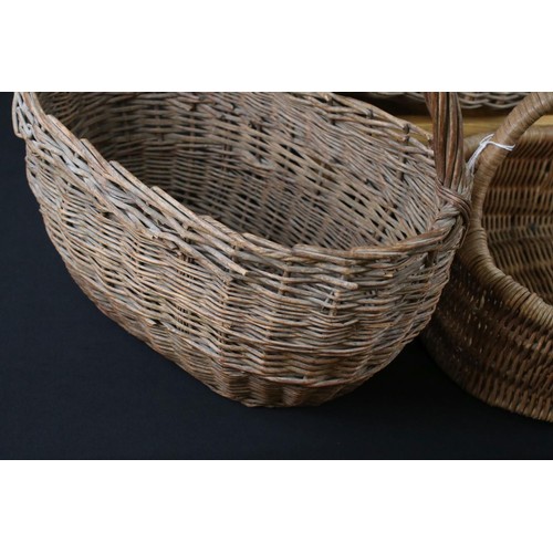 438 - Four Early to Mid century Wicker Baskets together with a Horn Crocodile, 39cm long, Bone Shoe Horn a... 