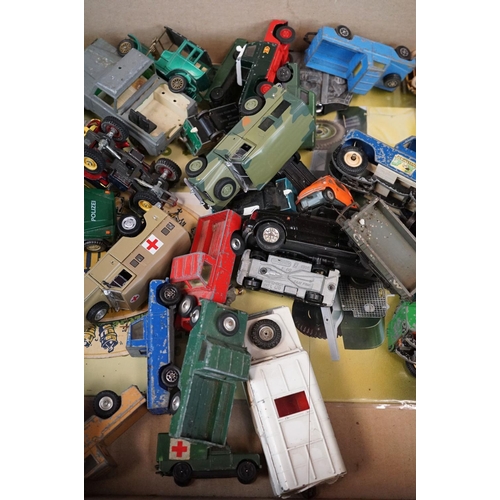 1117 - Around 50 play worn diecast models to include Corgi, Matchbox, Britains and Hongwell, featuring Corg... 