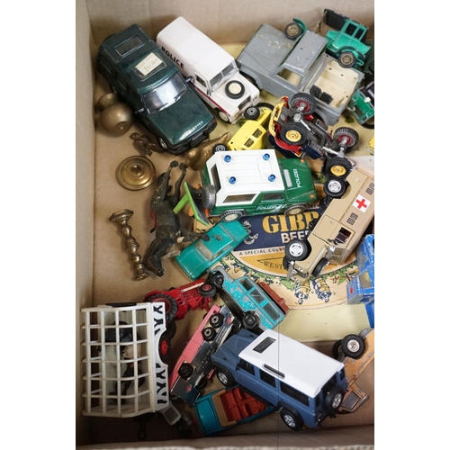 1117 - Around 50 play worn diecast models to include Corgi, Matchbox, Britains and Hongwell, featuring Corg... 