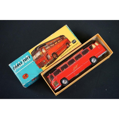 1146 - 11 Boxed diecast model buses to include Corgi 1120 Midland Red Motorway Express Coach, Dinky 289 Rou... 