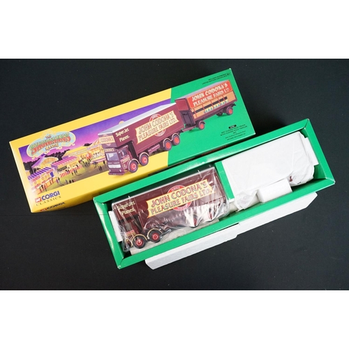 1165 - 12 boxed Corgi The Showmans Range, to include 24801 Leyland Dodgem Truck & Caravan Set, 21701 AEC Cl... 