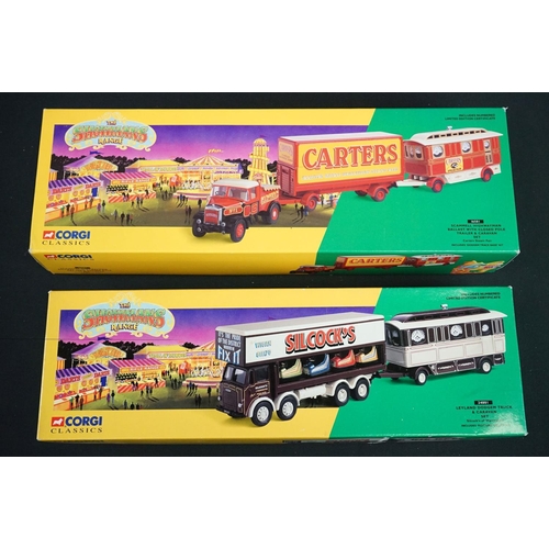 1165 - 12 boxed Corgi The Showmans Range, to include 24801 Leyland Dodgem Truck & Caravan Set, 21701 AEC Cl... 