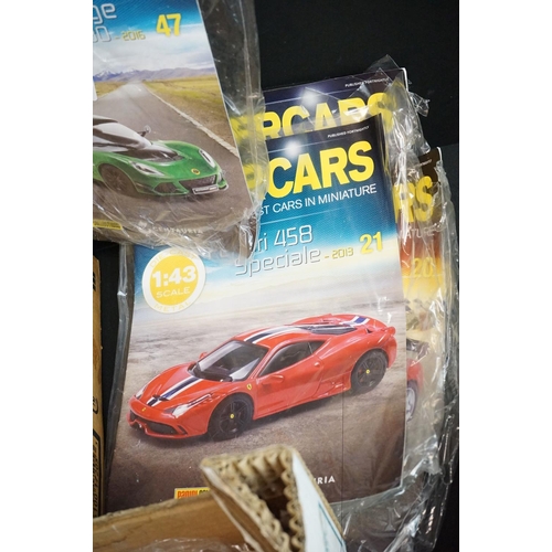 1178 - 77 Carded/cased Supercars collection diecast models by Panini with associated magazines (3 boxes)