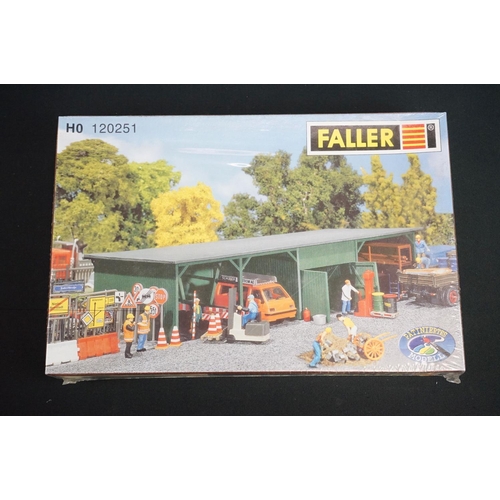 237 - 10 Boxed Faller HO gauge plastic model kits to include 5 x sealed examples, includes 190175, 120251,... 