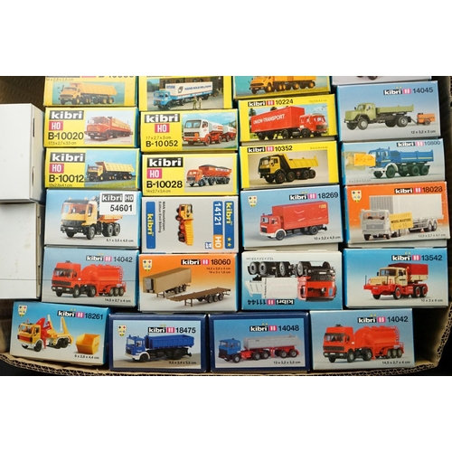 240 - Collection of raound 70 boxed Kibri HO gauge plastic model kits, all various lorries & commercia veh... 