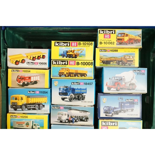 240 - Collection of raound 70 boxed Kibri HO gauge plastic model kits, all various lorries & commercia veh... 