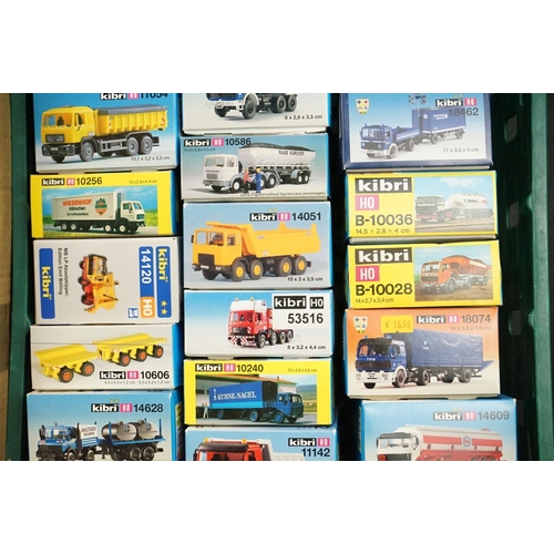 240 - Collection of raound 70 boxed Kibri HO gauge plastic model kits, all various lorries & commercia veh... 