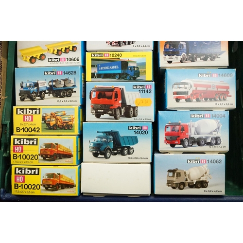 240 - Collection of raound 70 boxed Kibri HO gauge plastic model kits, all various lorries & commercia veh... 