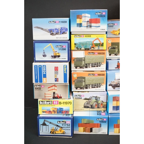 241 - 30 Boxed Kibri HO gauge plastic model kits, unbuilt but unchecked, includes construction, military a... 