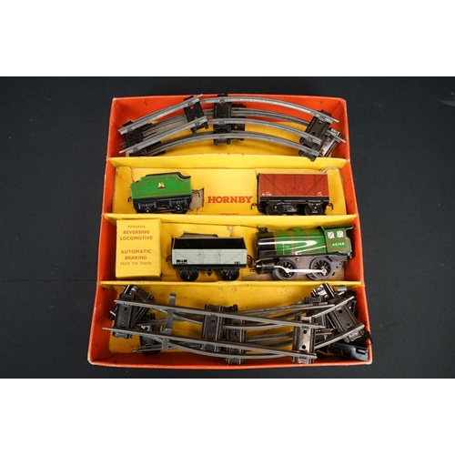 250 - Boxed Hornby O gauge Goods Set No 30 with locomotive & tender in green, 2 x items of rolling stock a... 