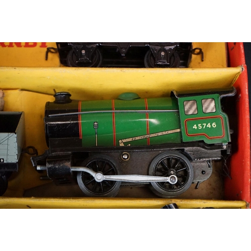 250 - Boxed Hornby O gauge Goods Set No 30 with locomotive & tender in green, 2 x items of rolling stock a... 