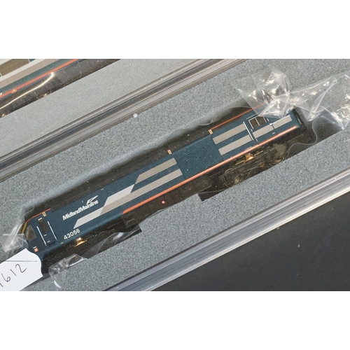 263 - Cased / boxed Graham Farish 371-475A HST 125 3 car set in Midland Mainline new livery set