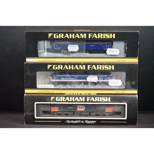 264 - Three boxed / cased Graham Farish locomotives to include 372-246 Class 47/7 47715 Haymarket Network ... 