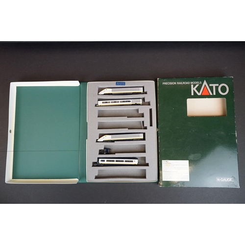 268 - Two boxed Kato N gauge 10-327 Eurostar 8 Car Sets, both incomplete, includes 4 x locomotives and 7 x... 