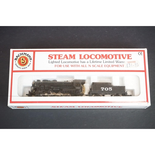 272 - Eight N gauge locomotives to include Bachmann 53052 Consolidation 2-8-0 & Tender, Grafar Virgin City... 