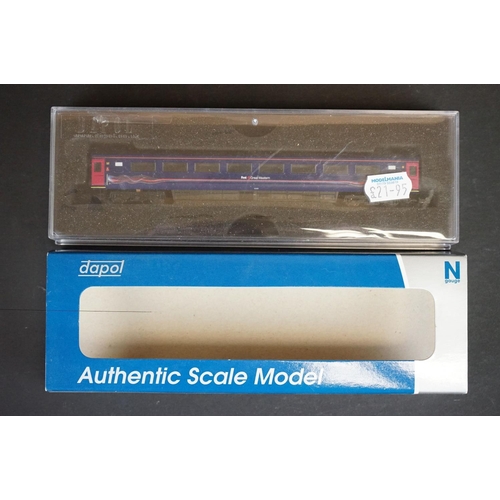 275 - 14 Boxed / cased Dapol N gauge items of rolling stock to include 2P-005-000#41103 MK3 Coach First Gr... 