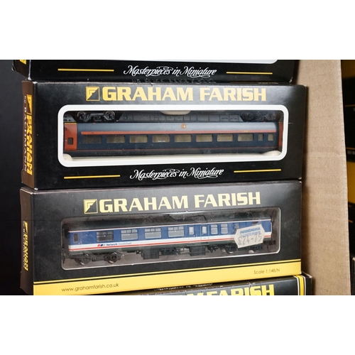 277 - 50 N gauge items of rolling stock, all coaches, contained within Graham Farish boxes, some incorrect... 