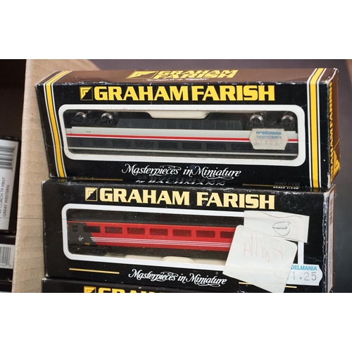 277 - 50 N gauge items of rolling stock, all coaches, contained within Graham Farish boxes, some incorrect... 