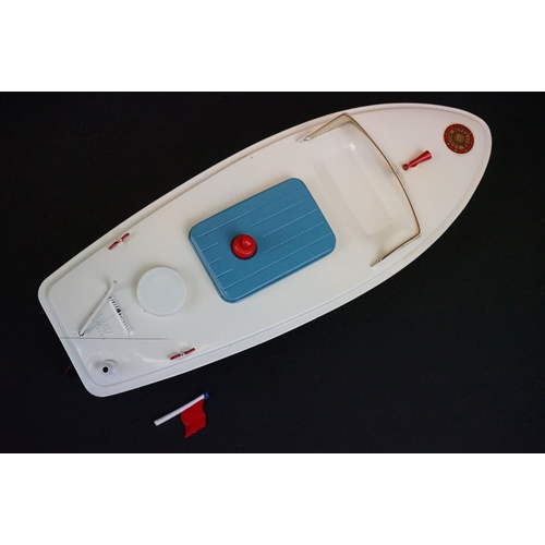 337 - Boxed Sutcliffe Model Merlin Electric Speedboat all metal model in red & white complete with flag, e... 