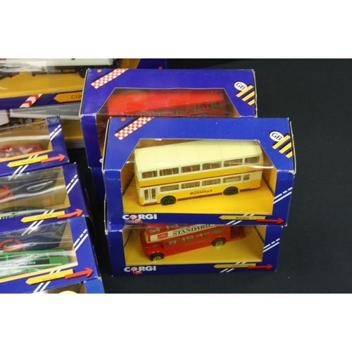 1269 - 50 Boxed Corgi 1980s diecast model trucks & buses to include Metrobus C675/6 Metrobus C675/1, Volvo ... 